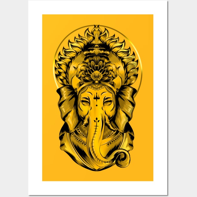 Gold Ganesha Wall Art by Robarts